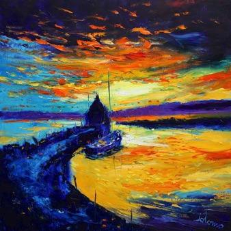 Sunset at Clachnaharry the Caledonian Canal 30x30